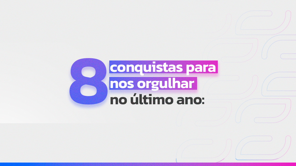 imagem com escrita "8 conquistas para nos orgulhar no último ano" representando o aniversário Simpress